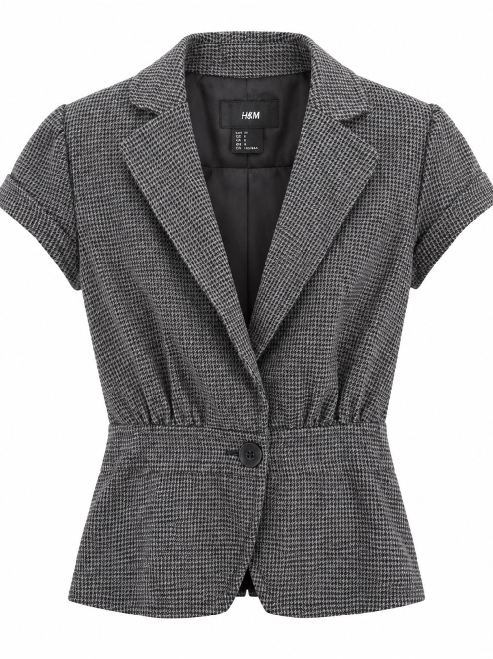 H&M Gray Houndstooth Short-Sleeve Blazer